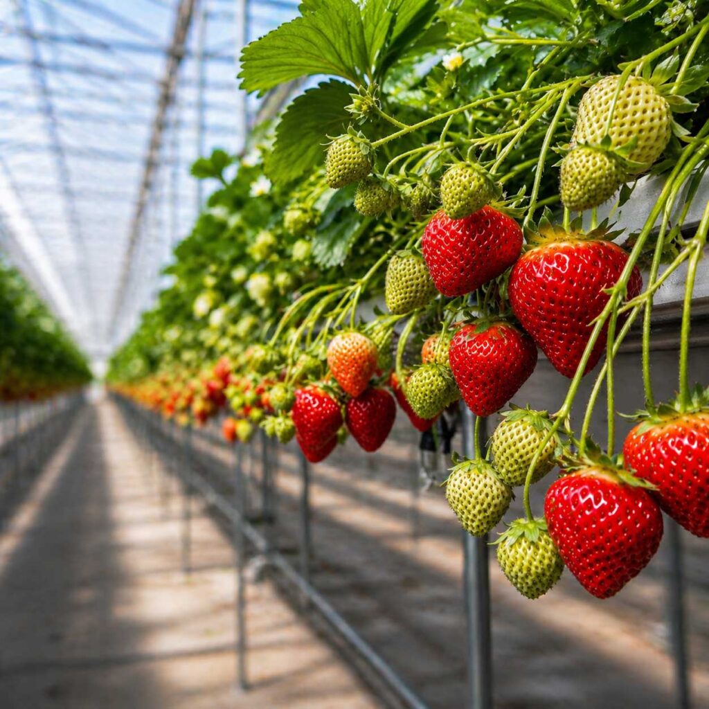 glastuinbouw remon -aardbeien in een kas
